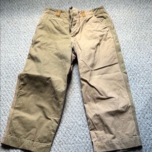 Madewell Two-Tone Wide Leg Pants - Tan and Olive. Relaxed chinos.